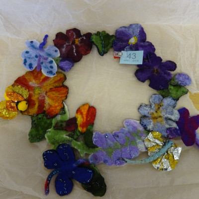 Felt and bead collar representing flowers
