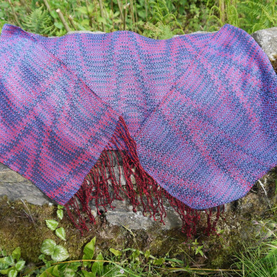 Blue and purple Turned Taqueté scarf