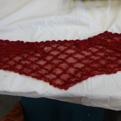 Red three-cornered shawl