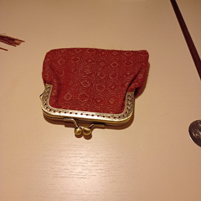 Red Silk woven purse